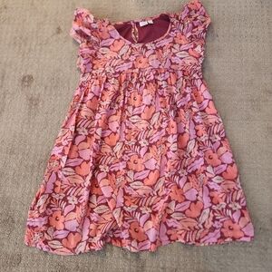 Gap Kids graphic floral pink summer dress with flutter sleeve girls size L (10)
